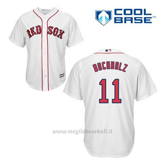 Maglia Baseball Uomo Boston Red Sox 11 Clay Buchholz Bianco 1ªCool Base